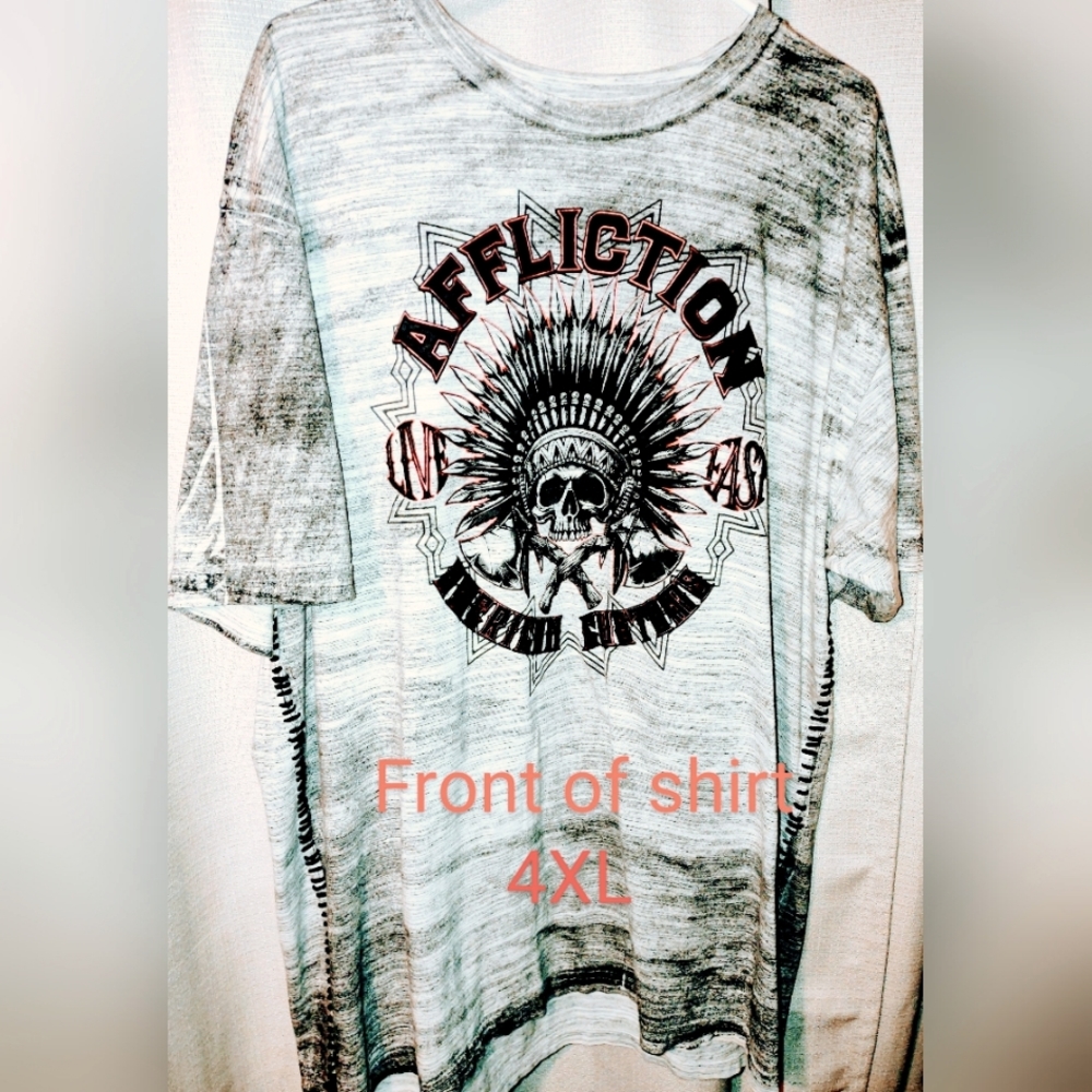 Affliction American Customs T Shirt Size 4XL love the skulls!!